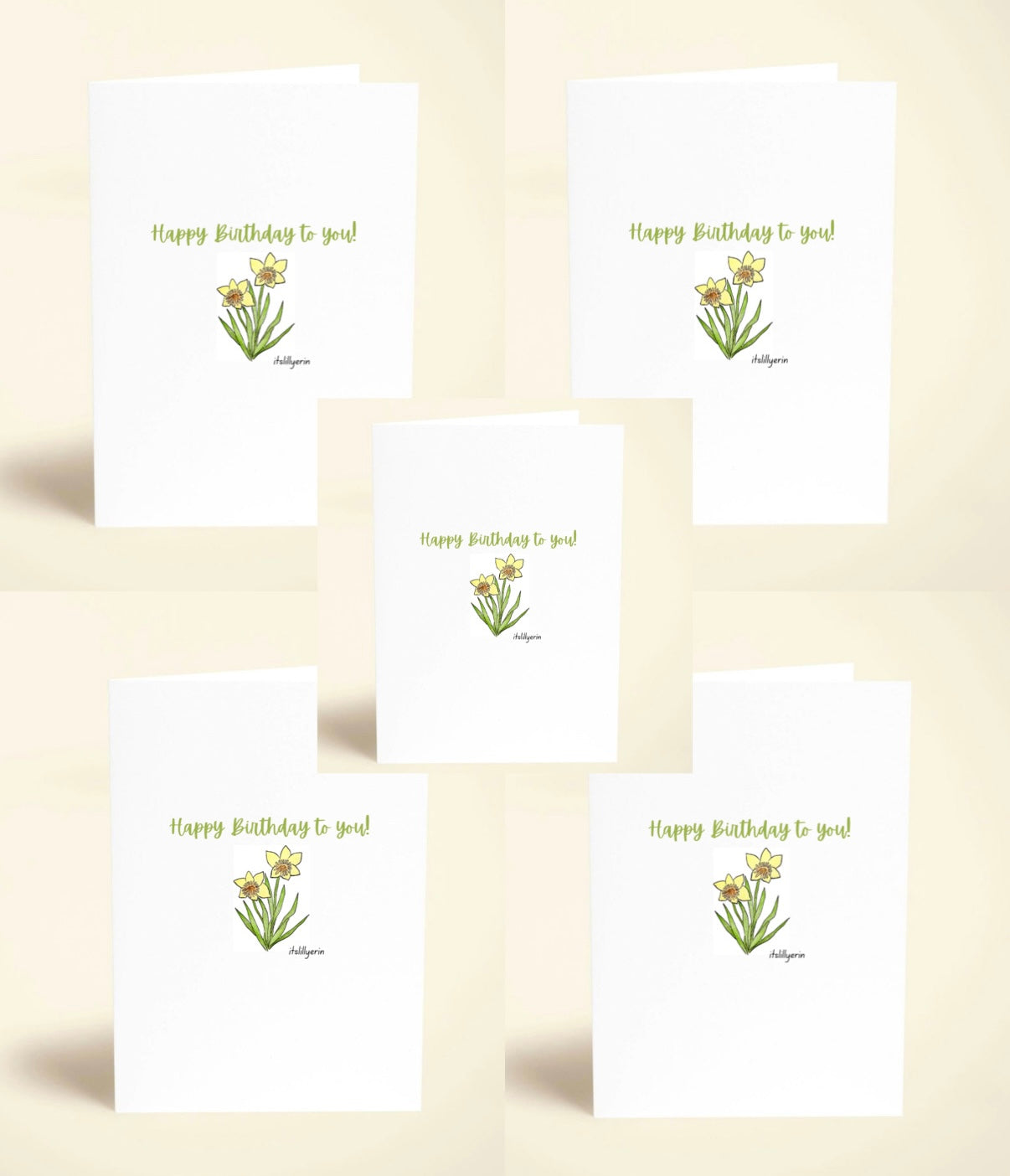 5 Pack Daffodil Birthday Cards