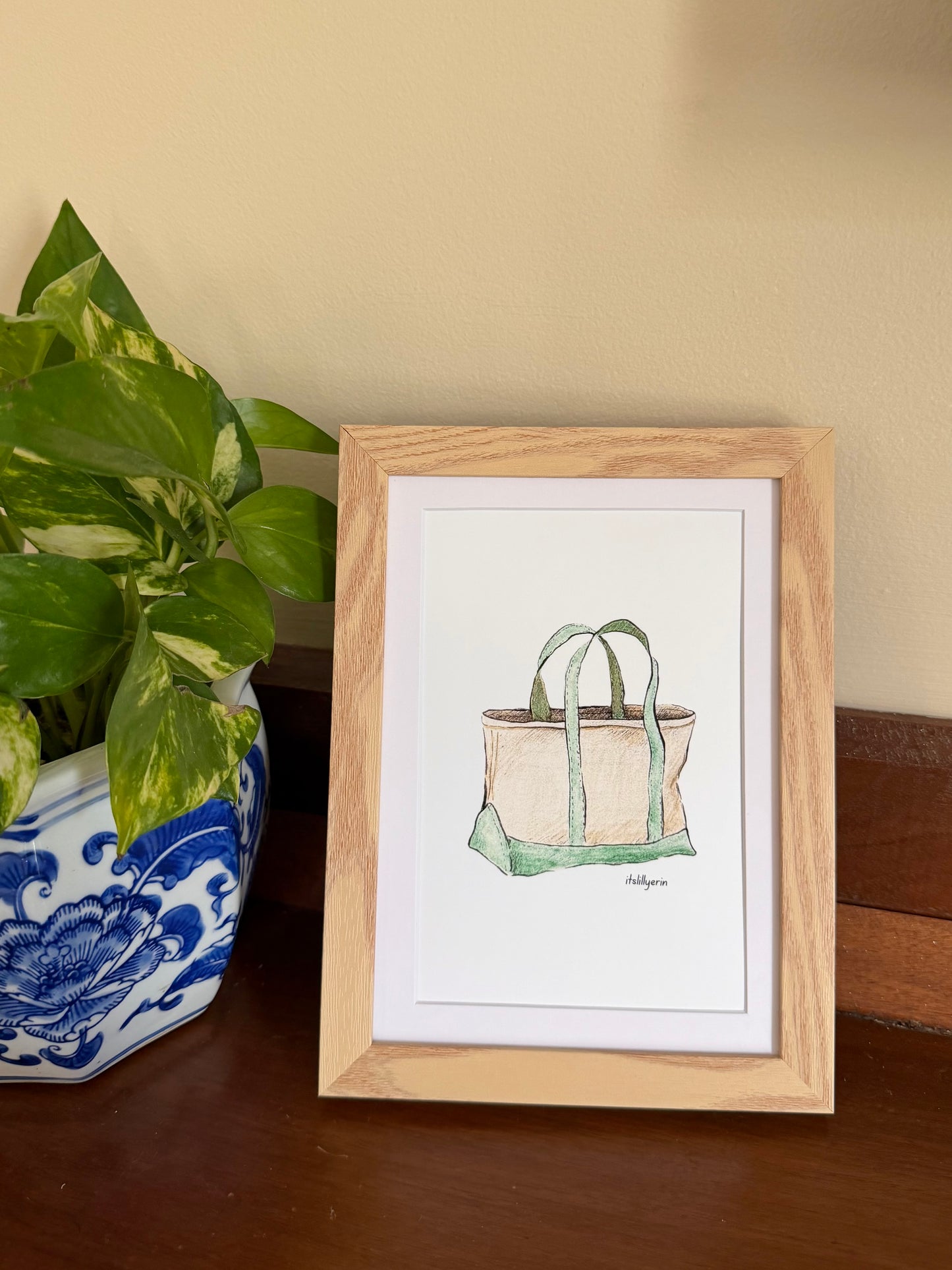Green Tote Bag 4x6 Drawing