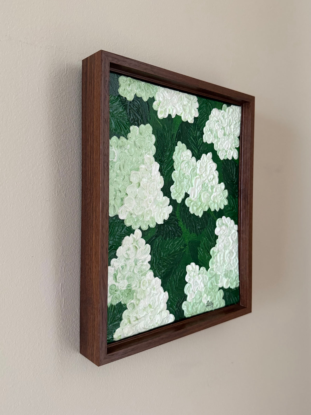 8x10 Limelight Hydrangeas Framed Acrylic Painting