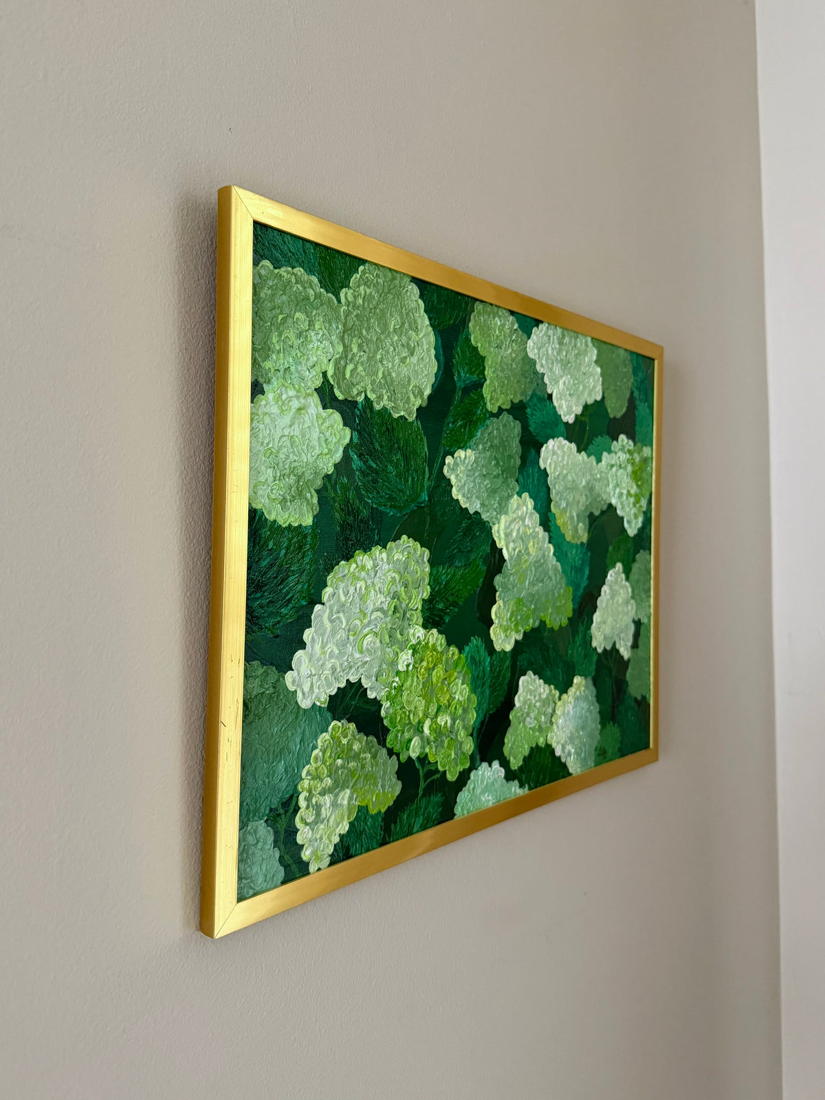 16x12 Limelight Hydrangeas Framed Acrylic Painting