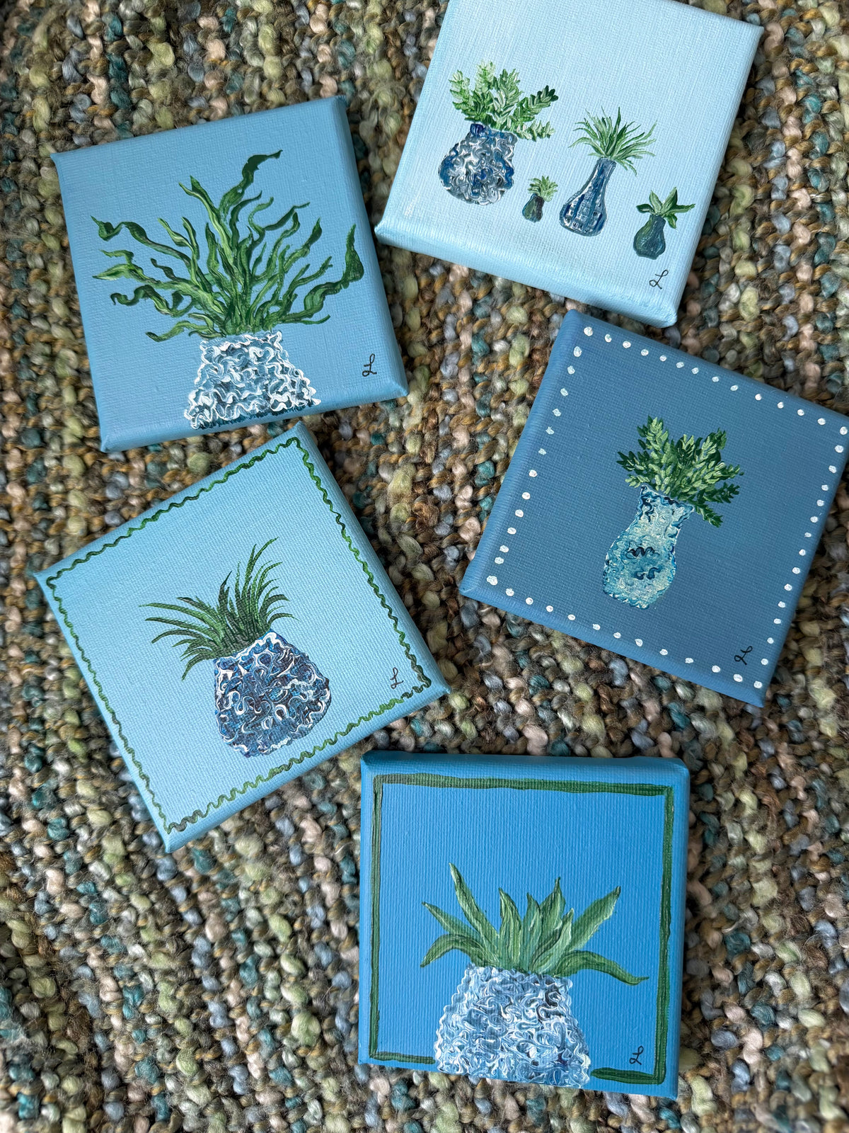 4x4 acrylic houseplant painting on canvas