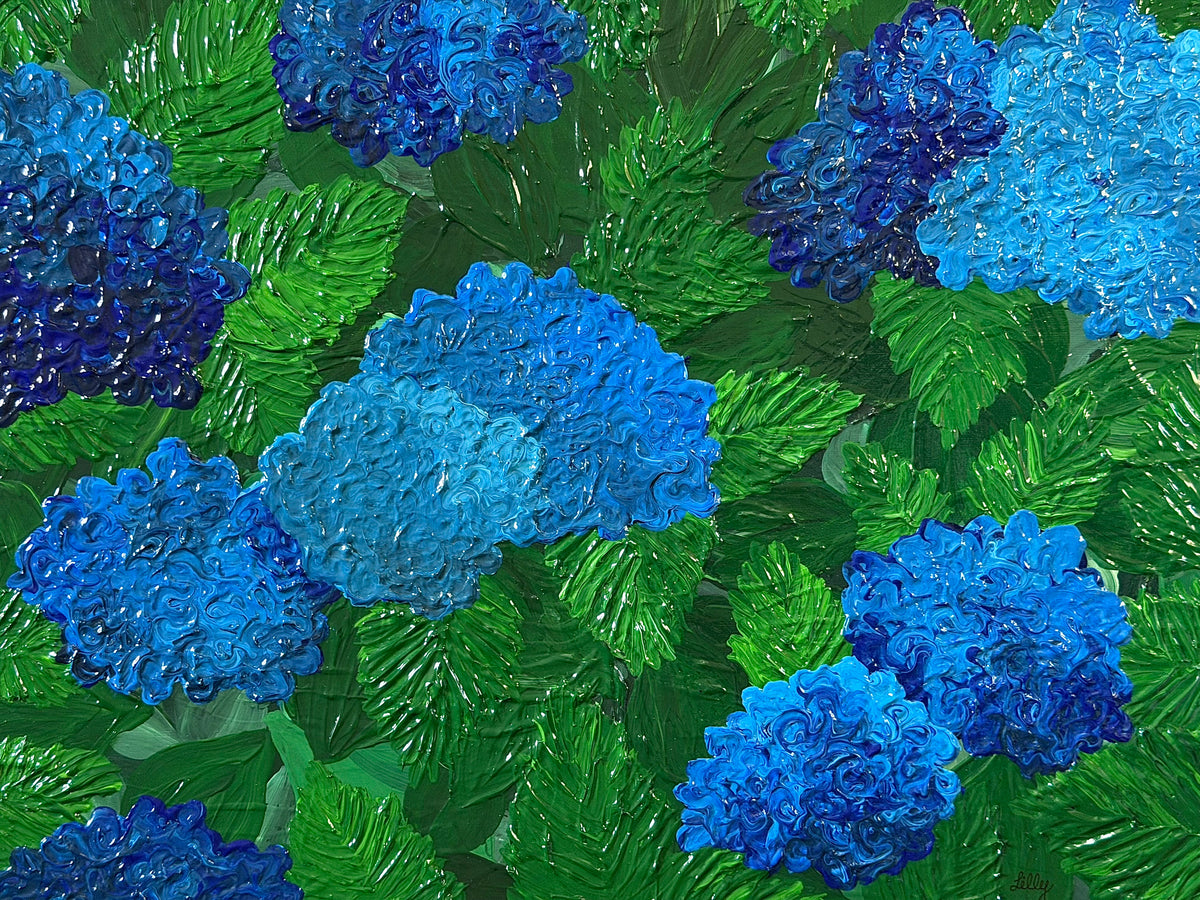 8x10 Print of Blue Heaven Hydrangeas Original Painting