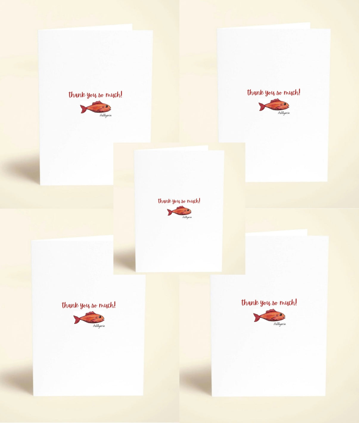 5 Pack Red Snapper Thank You Cards
