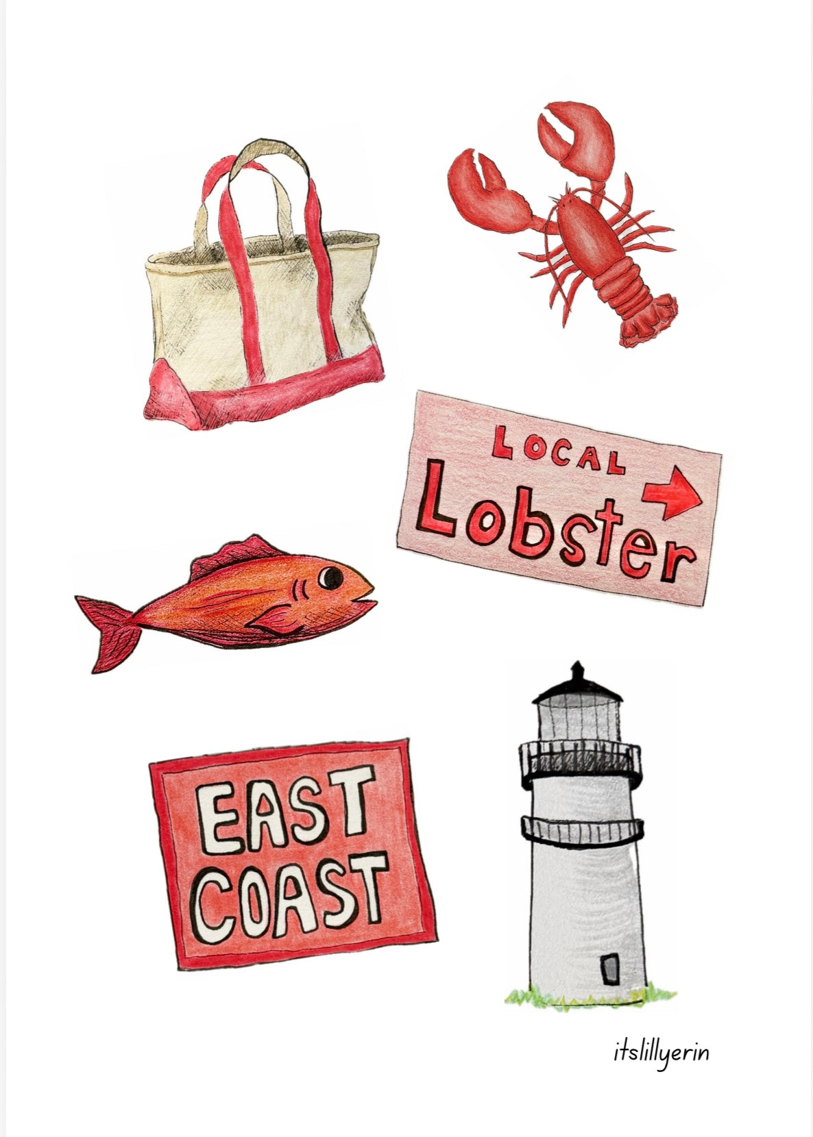 New England Collage 4x6 Drawing
