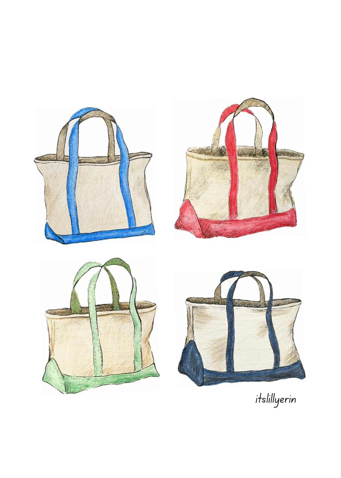 Tote Bag Collage 4x6 Drawing