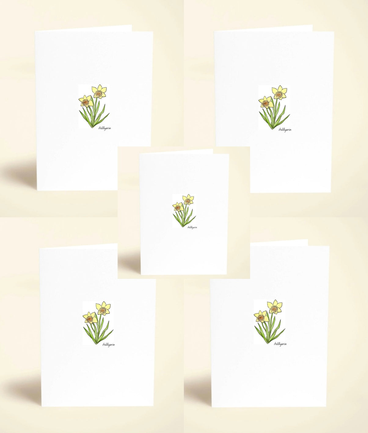 5 Pack Daffodil Greeting Cards