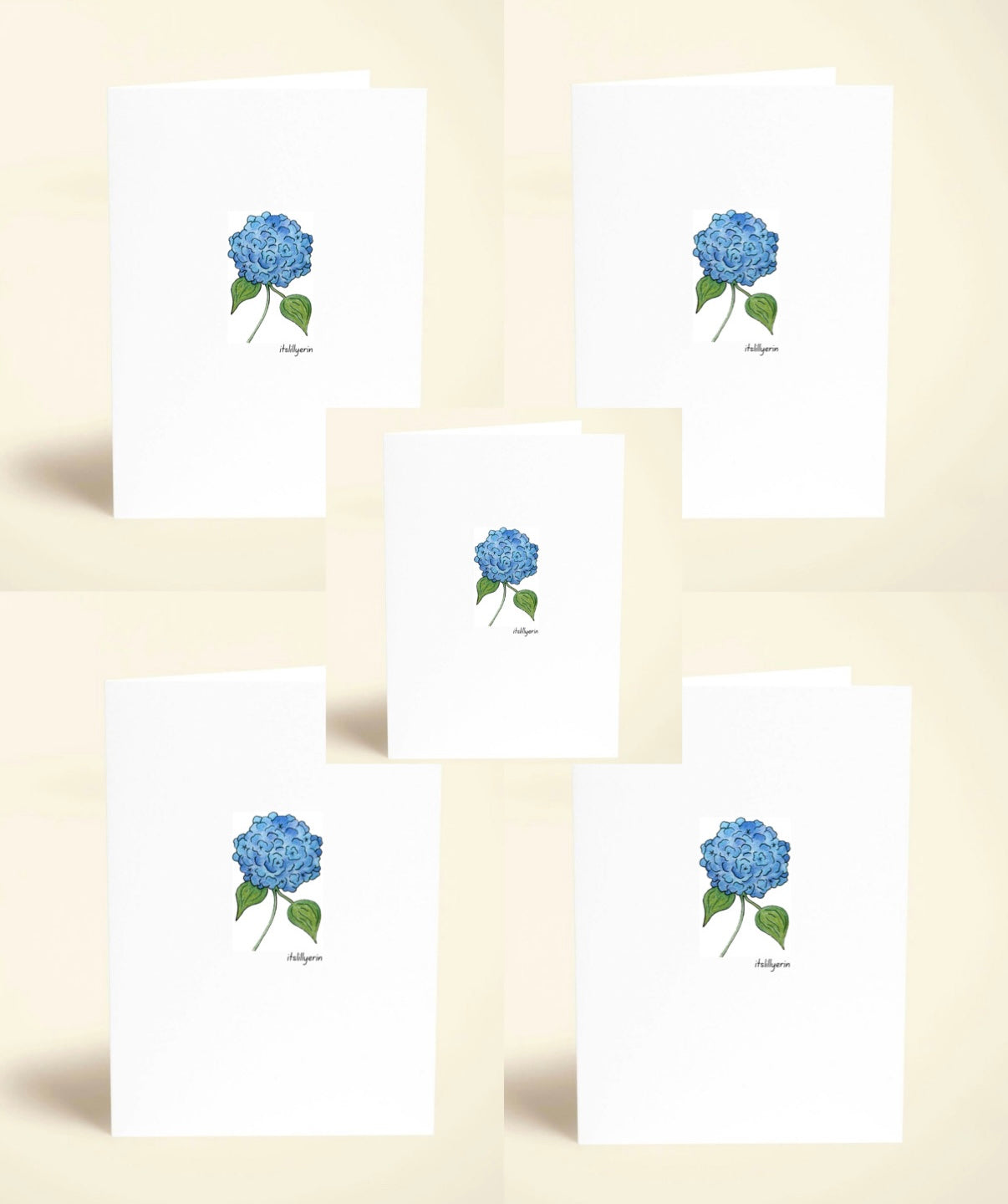 5 Pack Hydrangea Greeting Cards