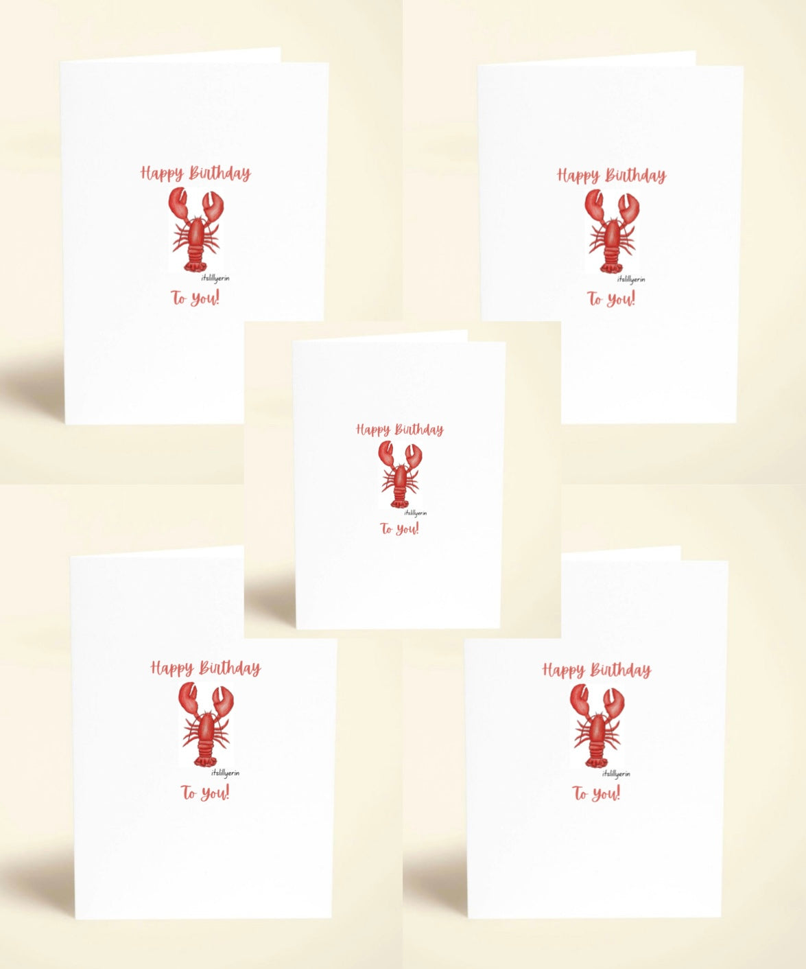 5 Pack Lobster Birthday Cards