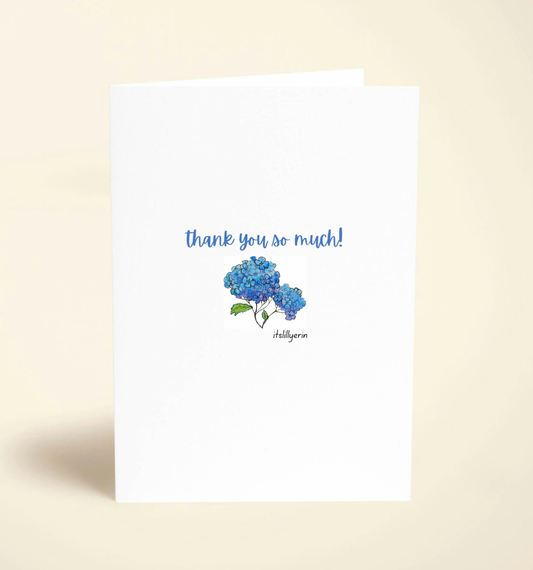 5 Pack Blue Hydrangeas Thank You Cards
