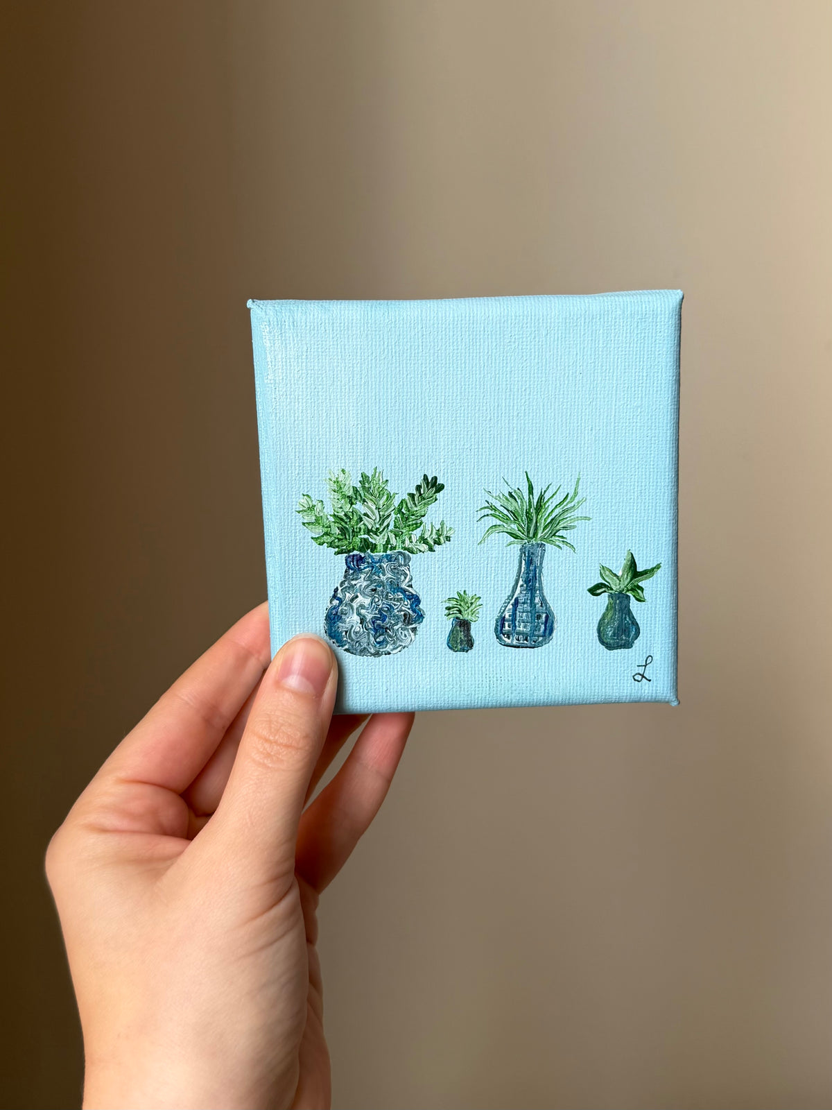 4x4 acrylic houseplant painting on canvas