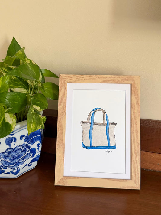 Blue Tote Bag 4x6 Drawing