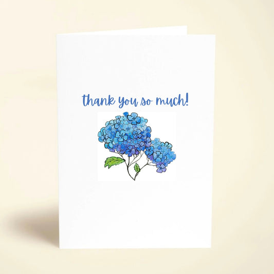 5 Pack Blue Hydrangeas Thank You Cards