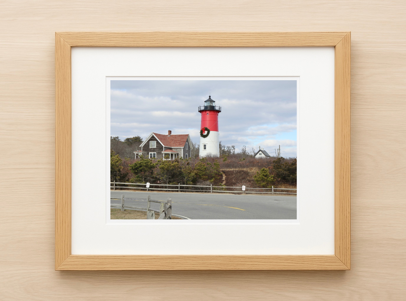 Nauset Lighthouse at Christmas in Eastham, Massachusetts Print