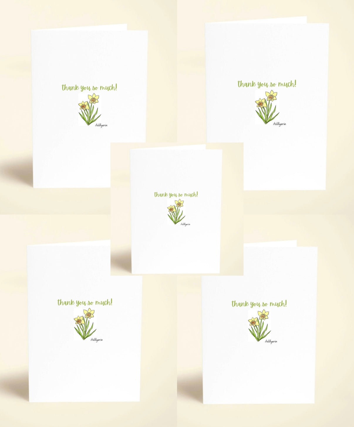 5 Pack Daffodil Thank You Cards