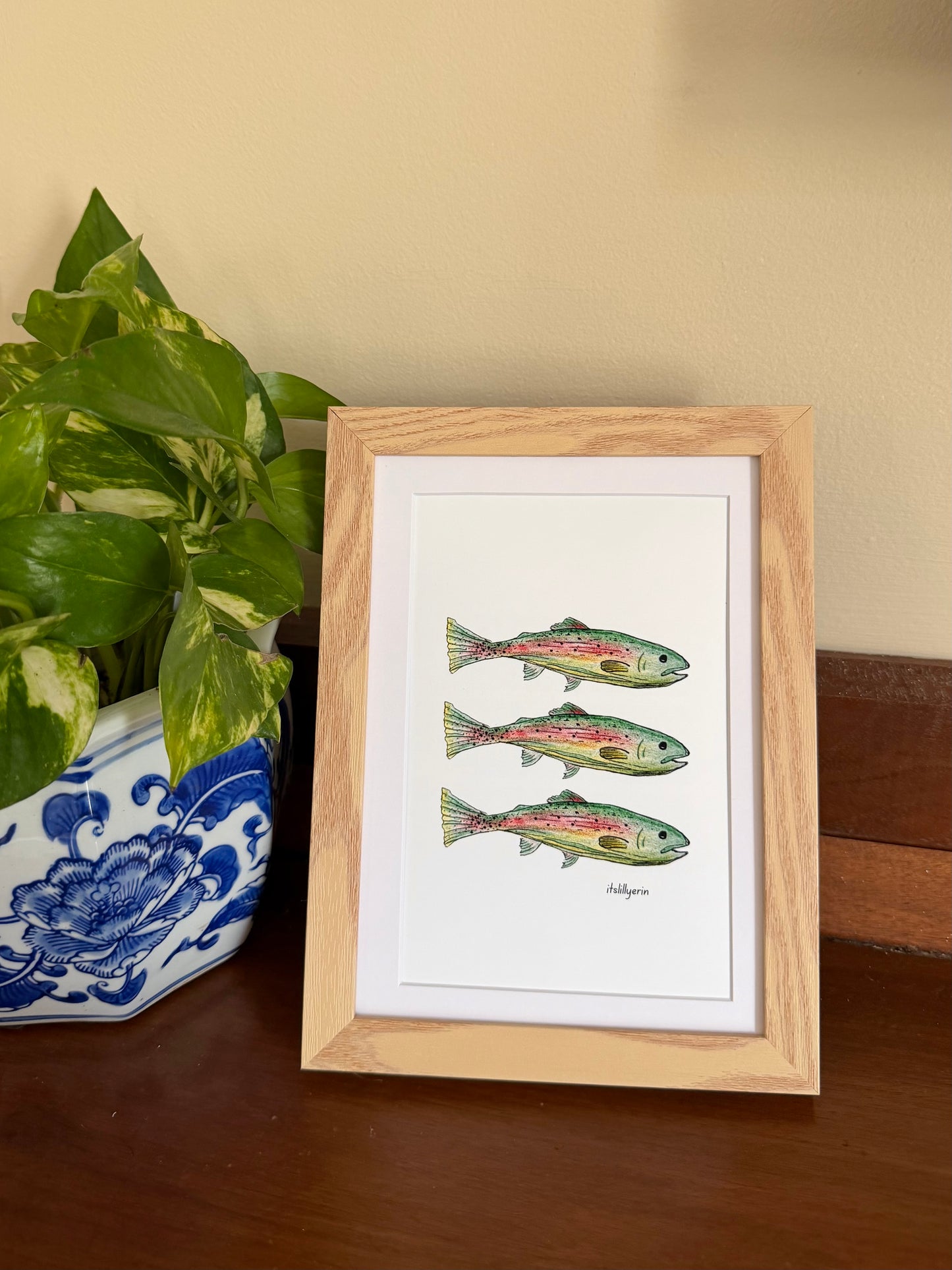 Green Fish 4x6 Drawing