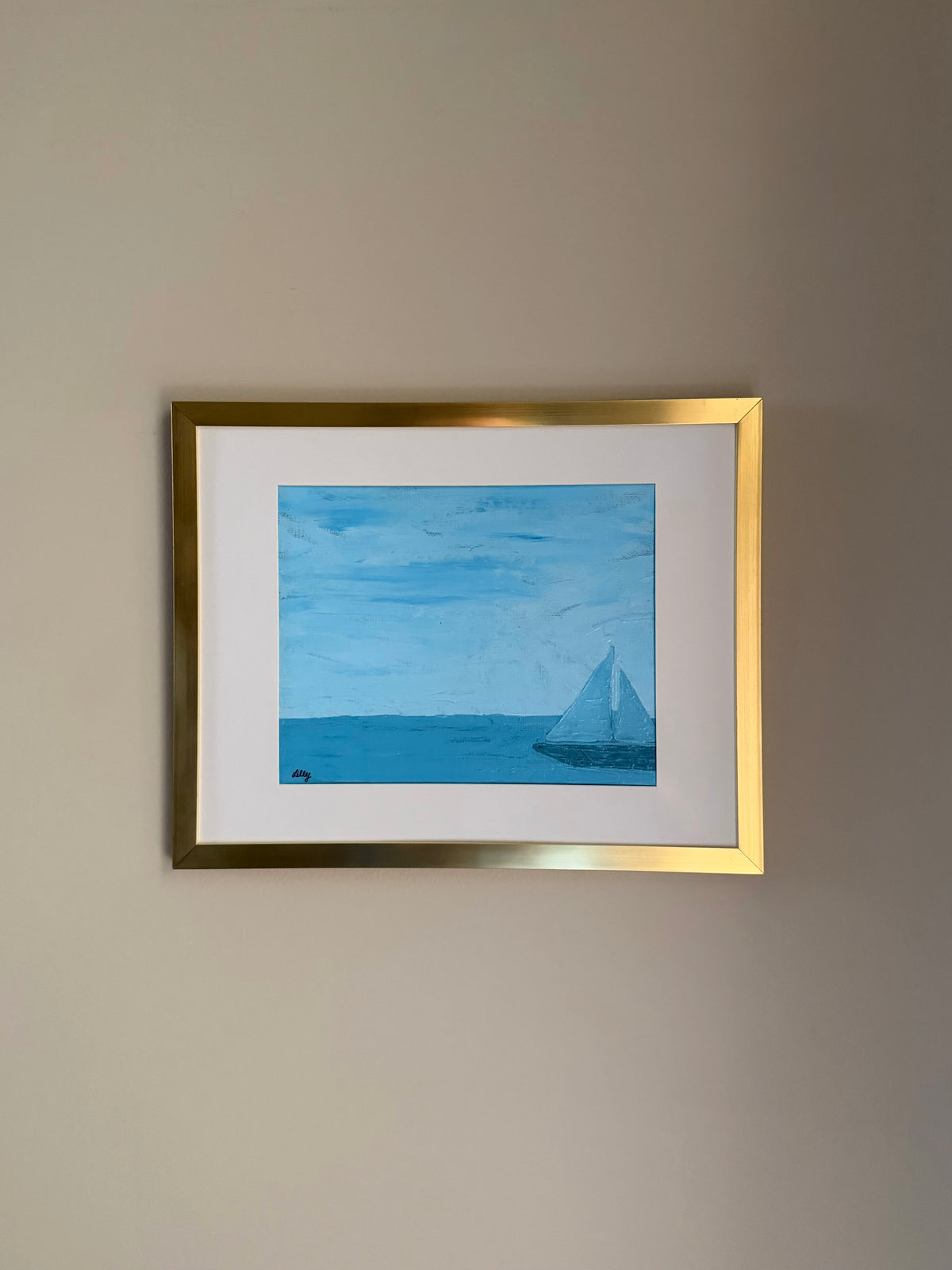 “Crisp Waves” 12x15 Framed & Matted Acrylic Painting