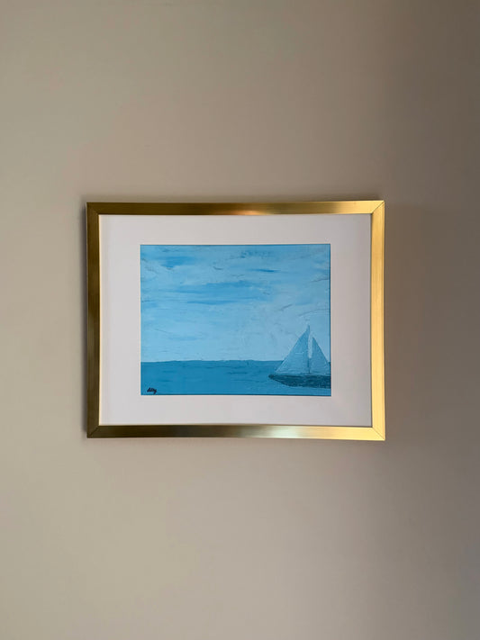 “Crisp Waves” 12x15 Framed & Matted Acrylic Painting