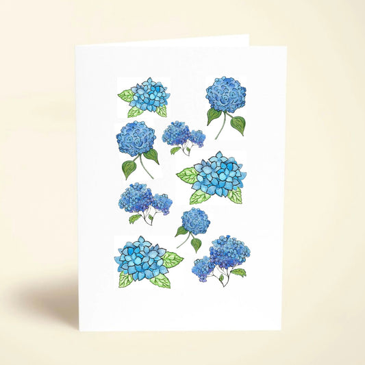5 Pack Blue Hydrangea Collage Cards