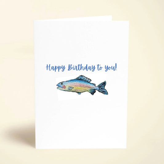 5 Pack Blue Fish Birthday Cards