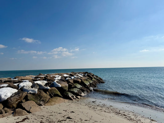 Snow on Seagull Beach Cape Cod Massachusetts Print
