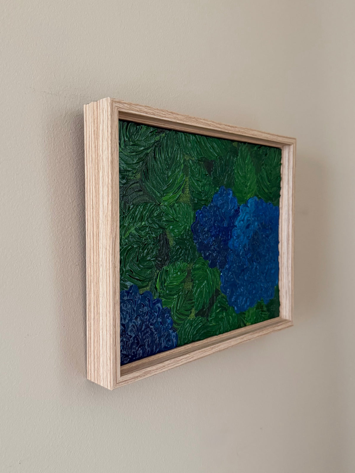 8x10 Blue Heaven Hydrangea Framed Acrylic Painting