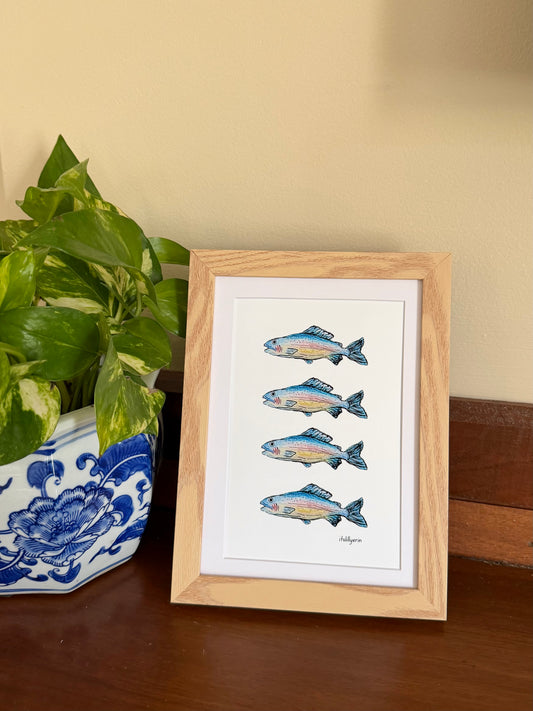 Blue Fish 4x6 Drawing