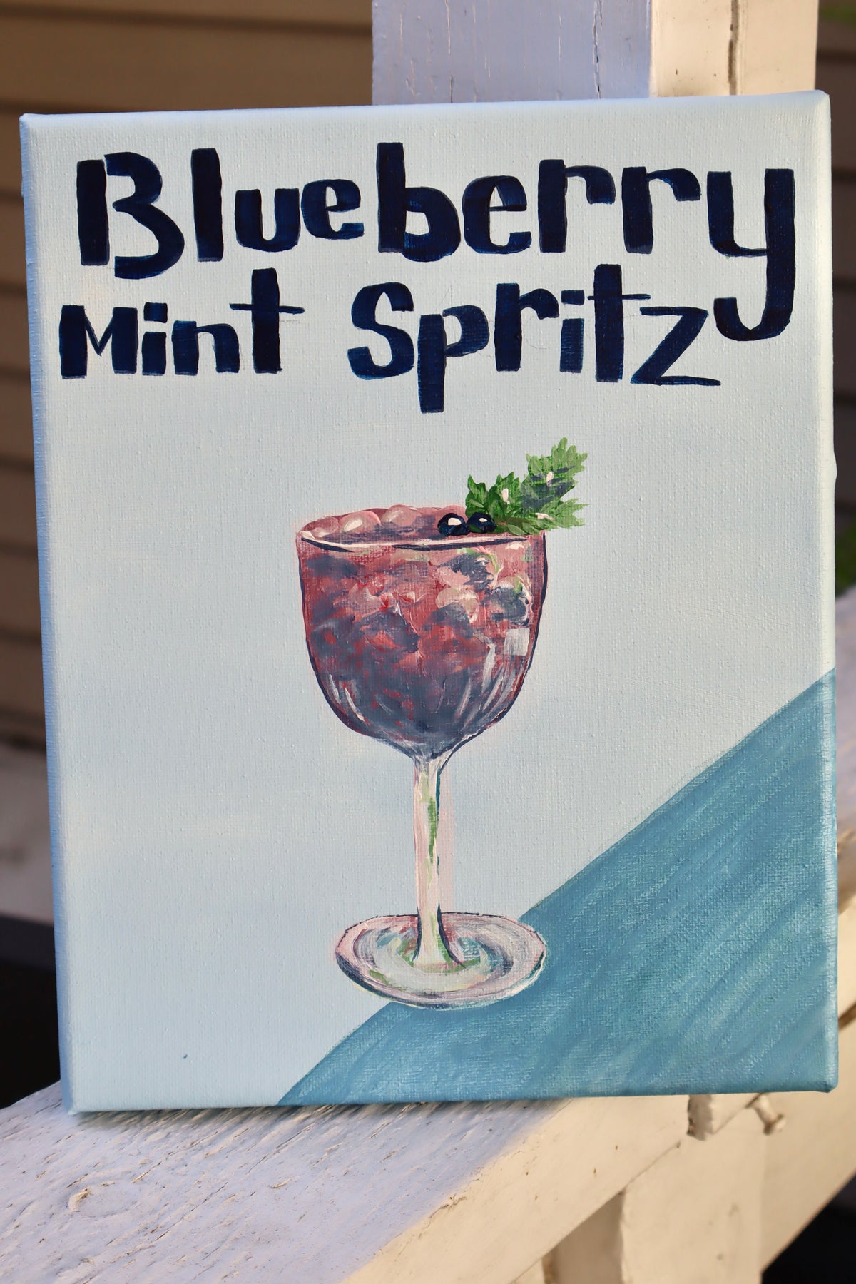 “Blueberry Mint Spritz” 8x10 Original Acrylic Painting