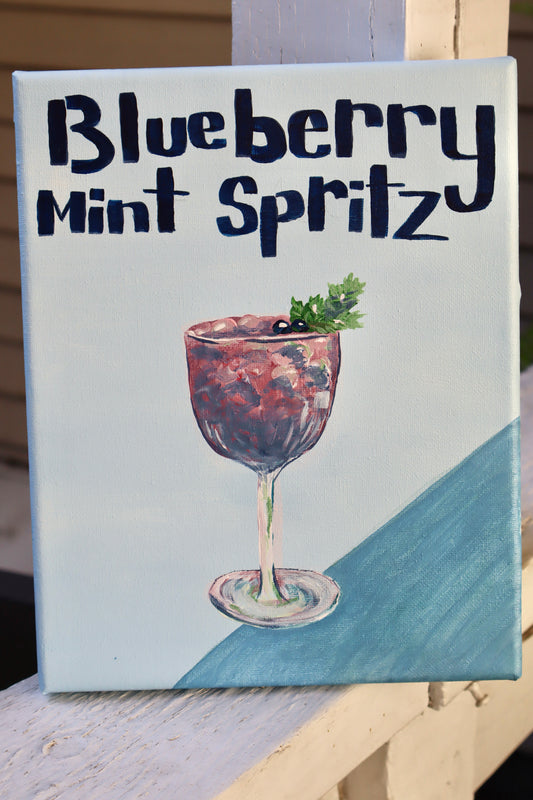 “Blueberry Mint Spritz” 8x10 Original Acrylic Painting