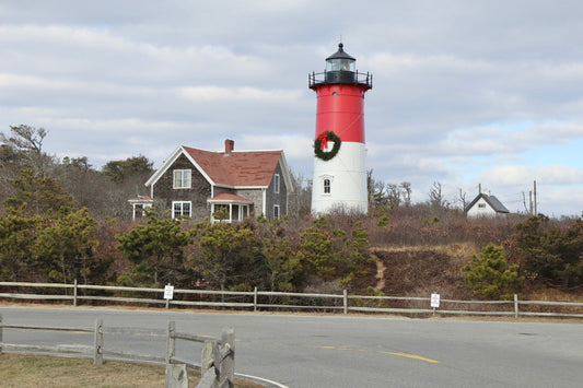 Nauset Lighthouse at Christmas in Eastham, Massachusetts Print