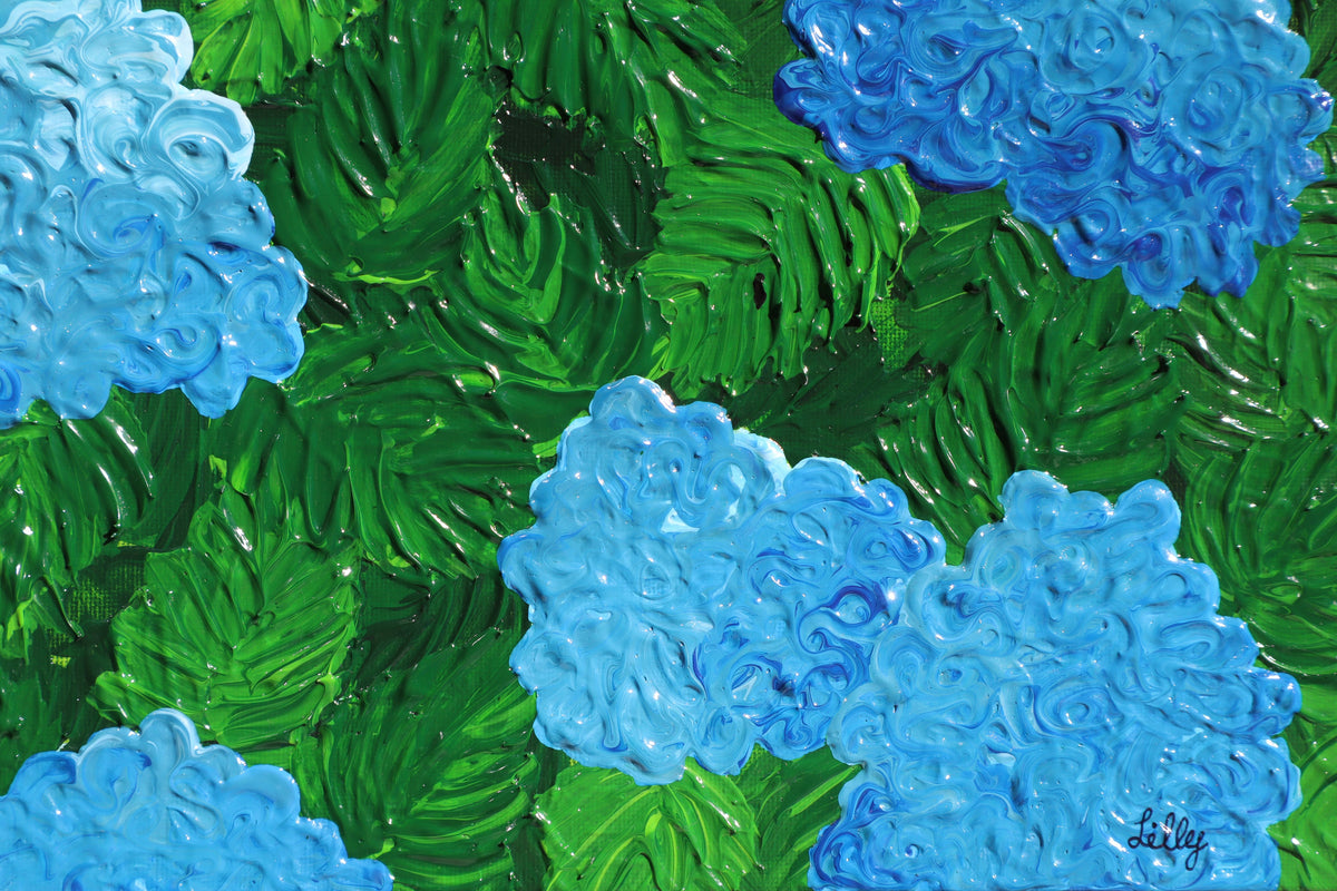 8x10 Print of Blue Hydrangeas Original Painting