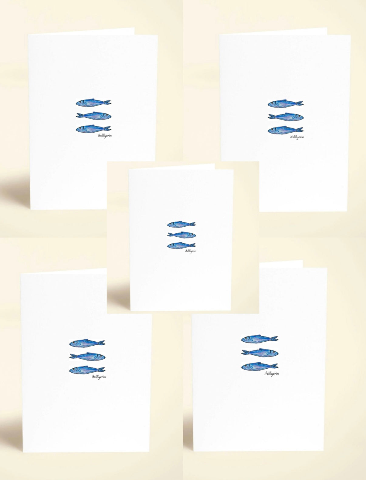5 Pack Sardine Greeting Cards