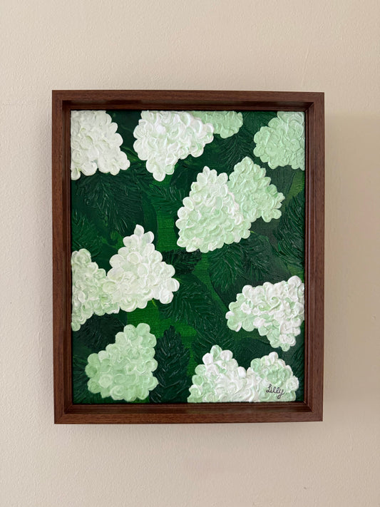 8x10 Limelight Hydrangeas Framed Acrylic Painting