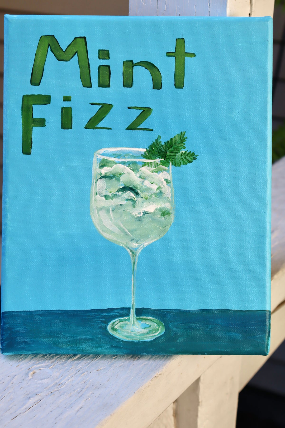 “Mint Fizz” 8x10 Original Acrylic Painting
