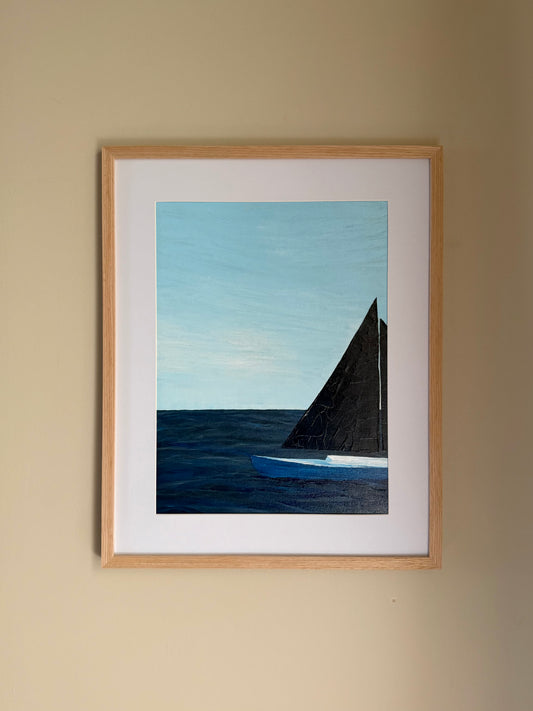 “Navy Sails” 16x20 Framed & Matted Original Painting