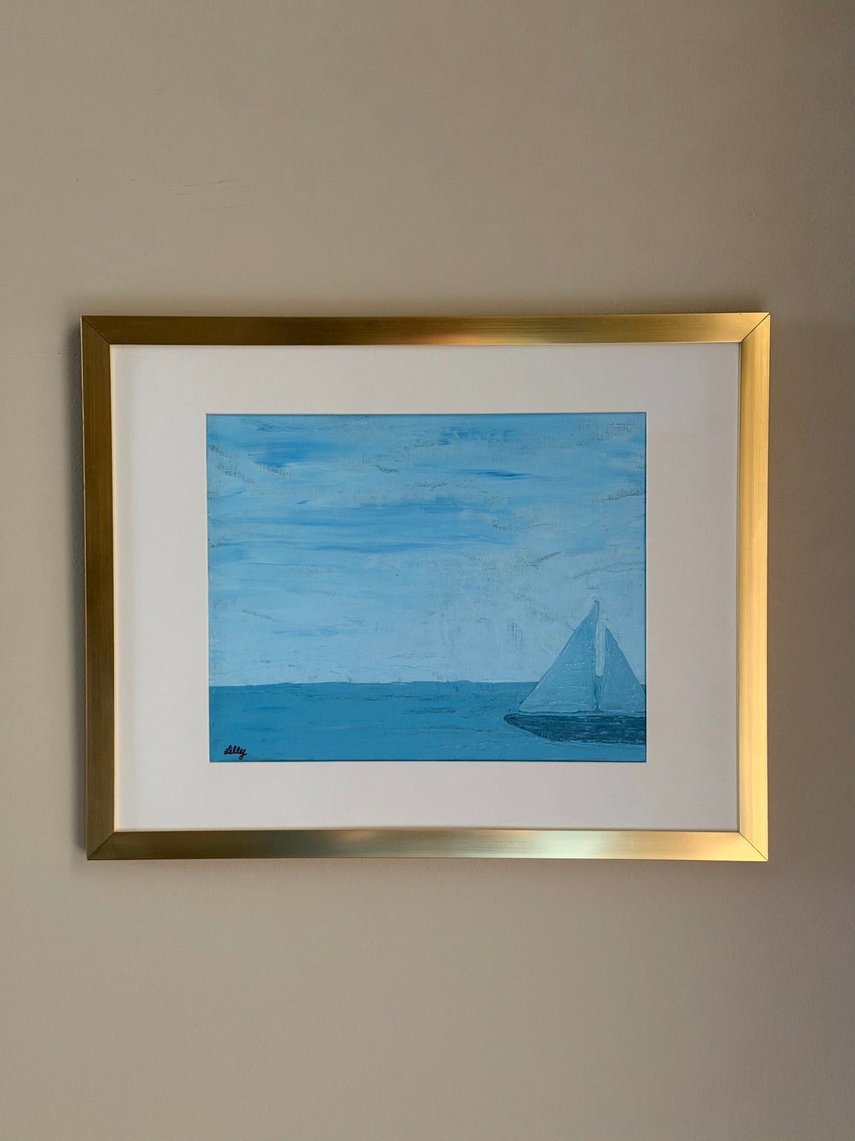 “Crisp Waves” 12x15 Framed & Matted Acrylic Painting