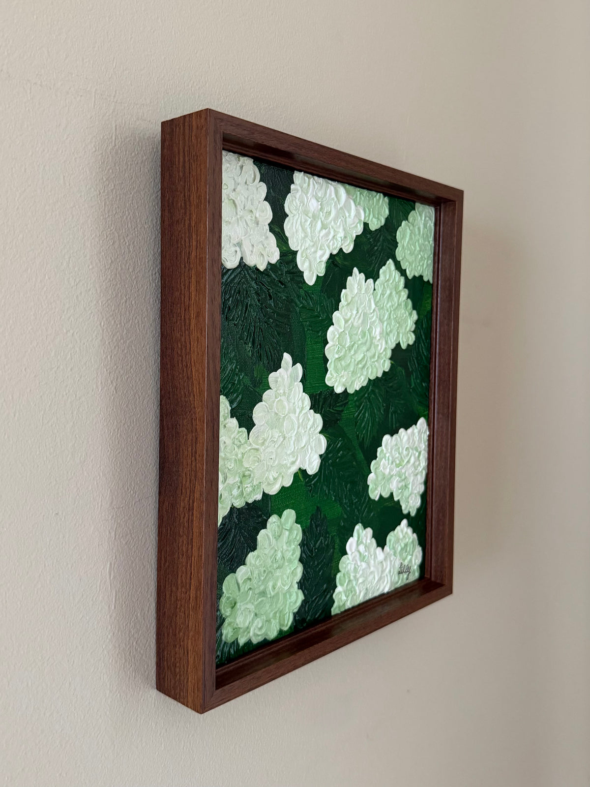 8x10 Limelight Hydrangeas Framed Acrylic Painting