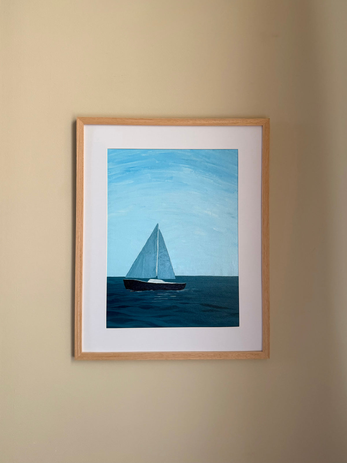 “The Sailing Blues” 16x20 Framed & Matted Original Painting
