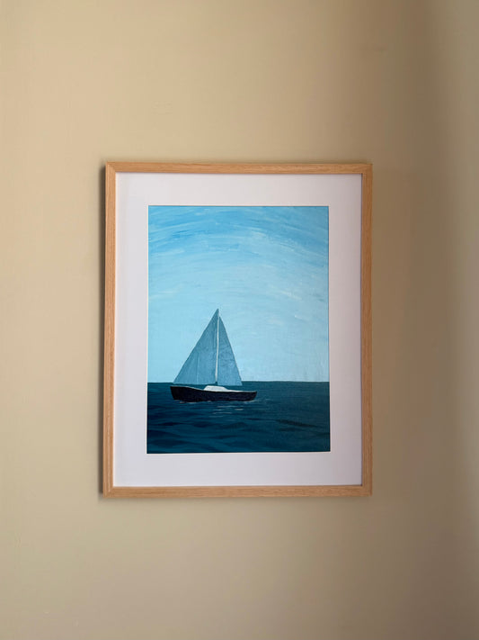 “The Sailing Blues” 16x20 Framed & Matted Original Painting