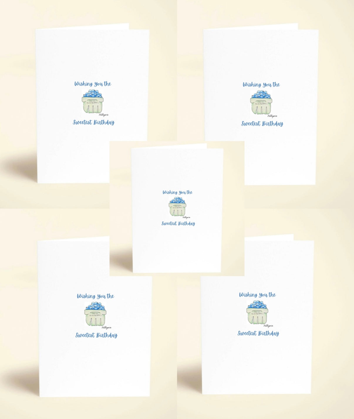 5 Pack Fresh Blueberries Birthday Cards