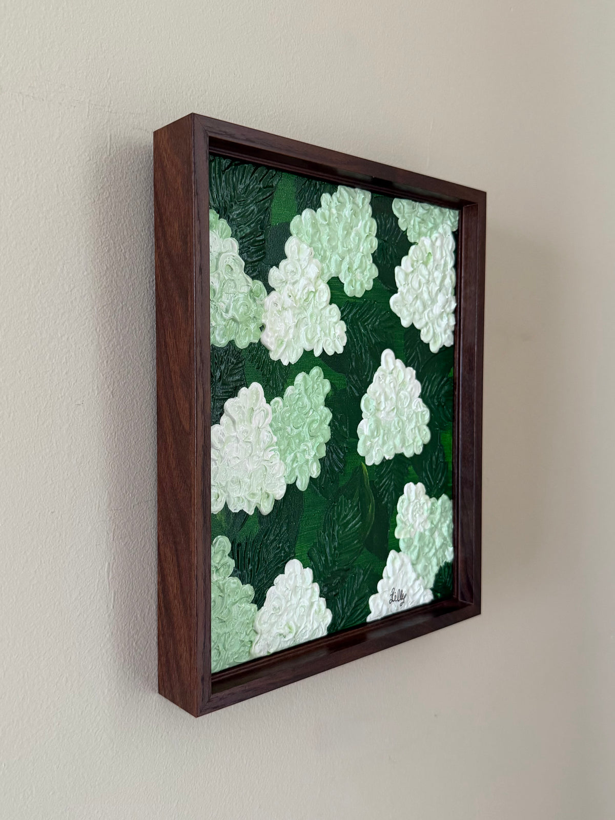 8x10 Limelight Hydrangeas Framed Acrylic Painting
