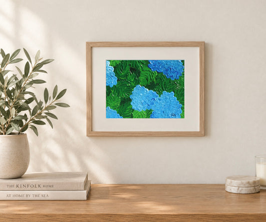 8x10 Print of Blue Hydrangeas Original Painting