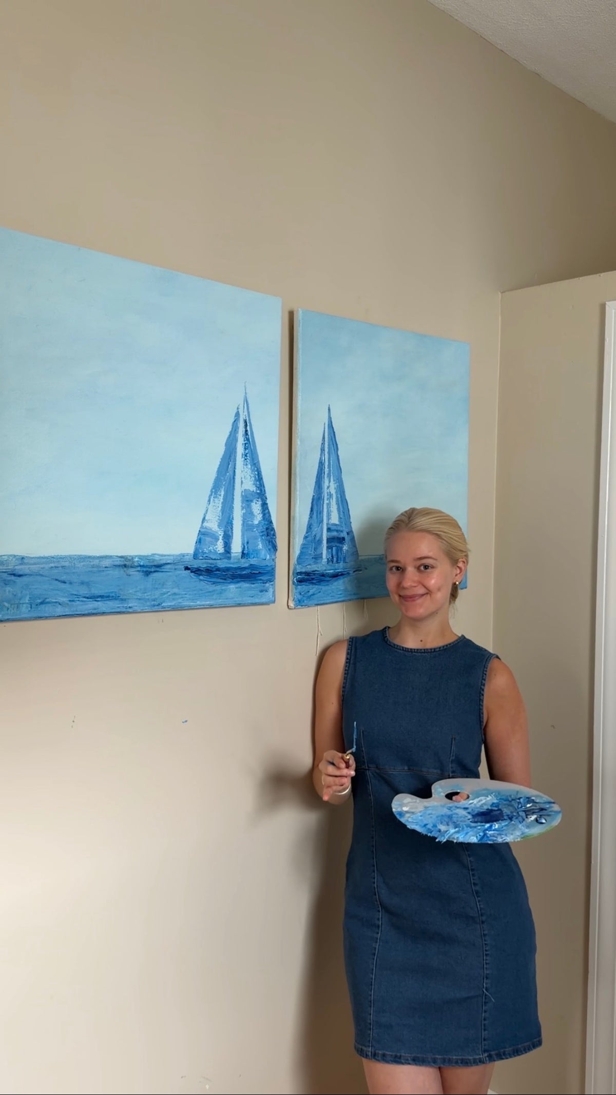 “Twin Sails” 24x24 acrylic painting