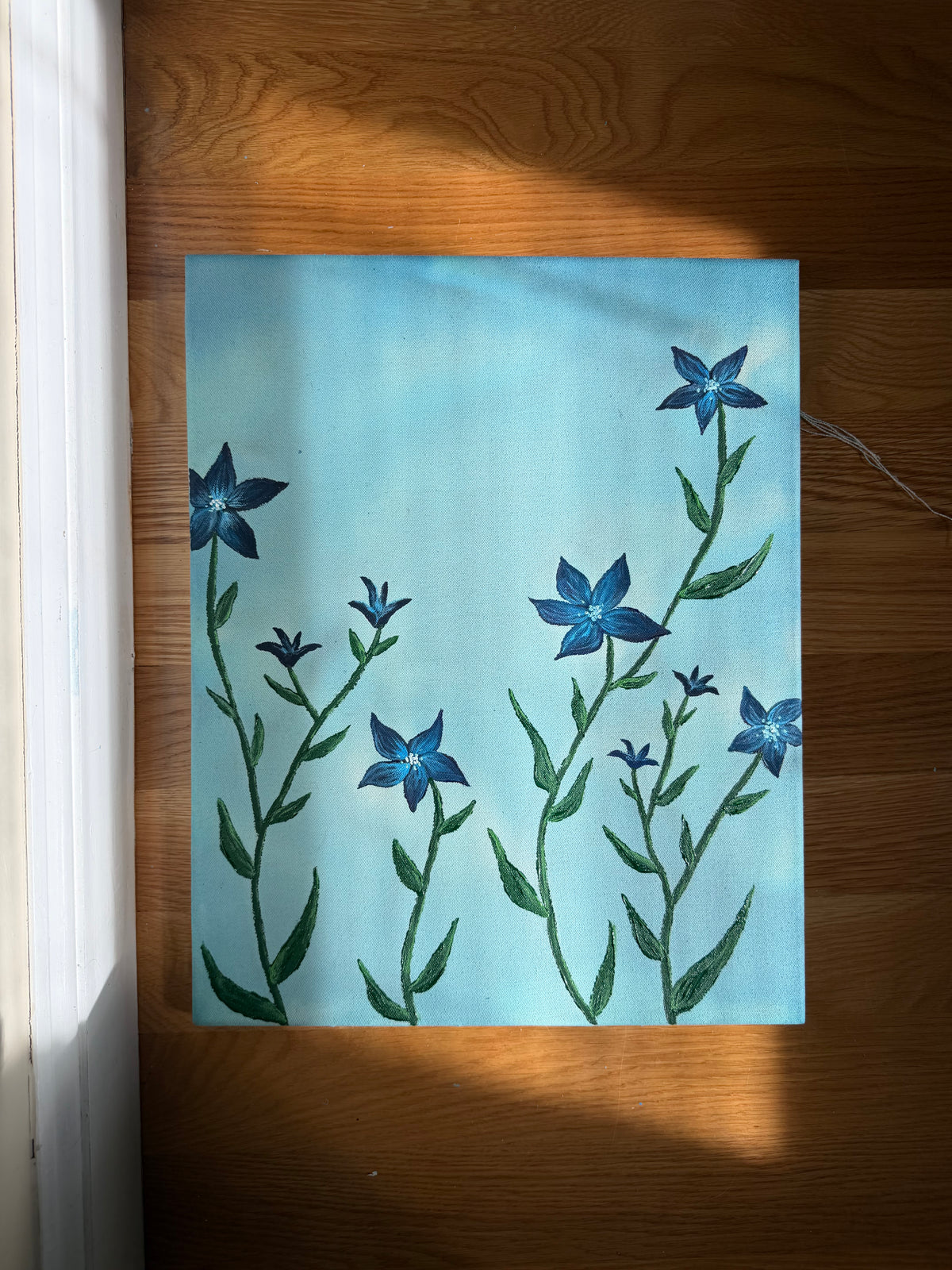 “Blue Ivy” 16x20 Acrylic Painting on raw canvas