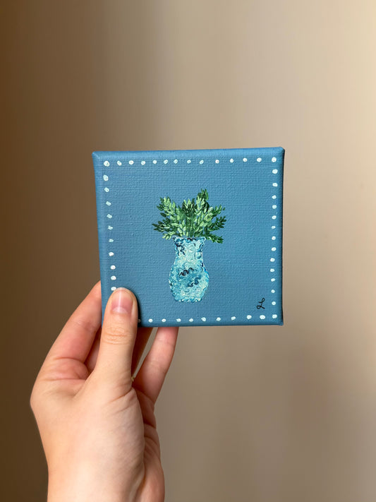 4x4 acrylic houseplant painting on canvas