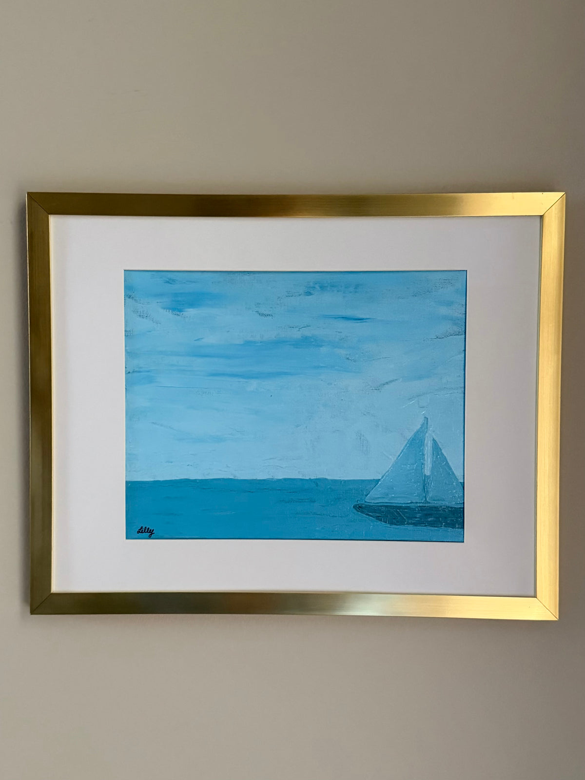 “Crisp Waves” 12x15 Framed & Matted Acrylic Painting
