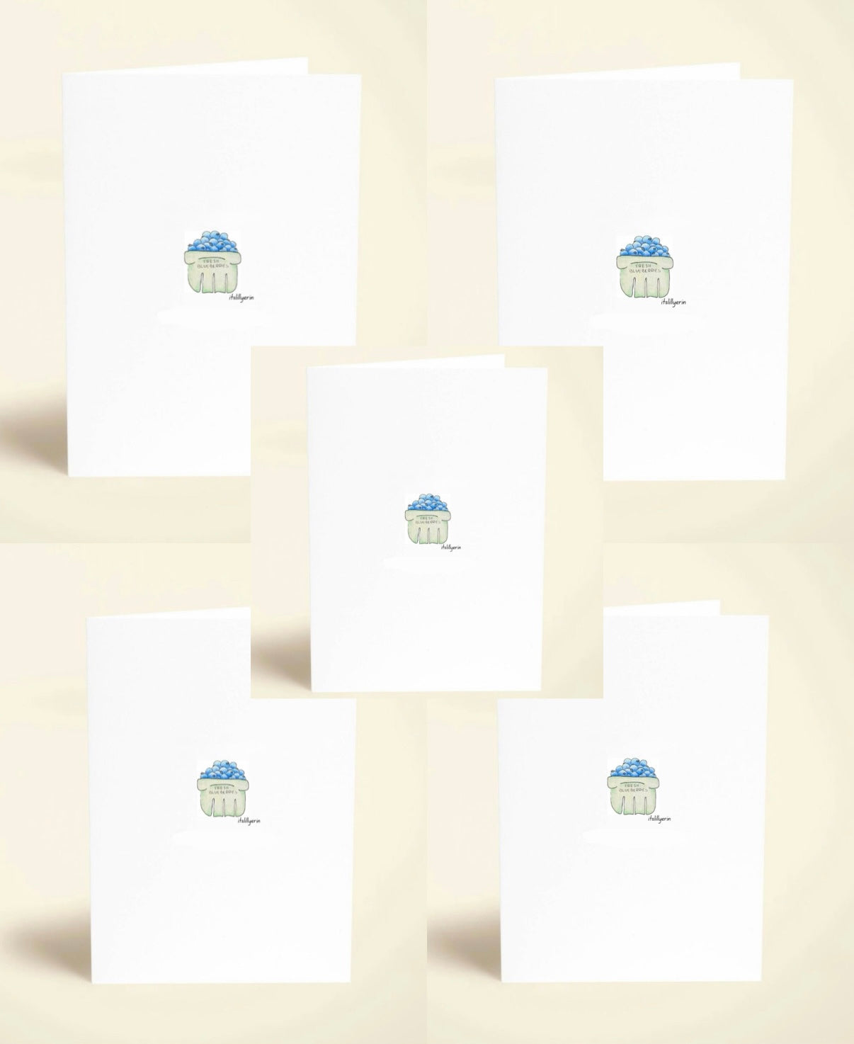 5 Pack Fresh Blueberries Greeting Cards