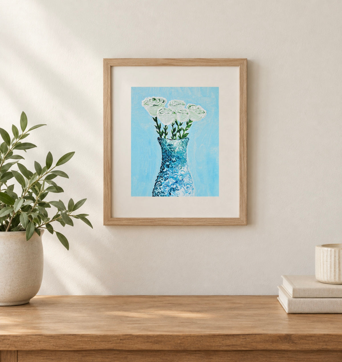 8x10 print of “White Rose Bouquet” painting