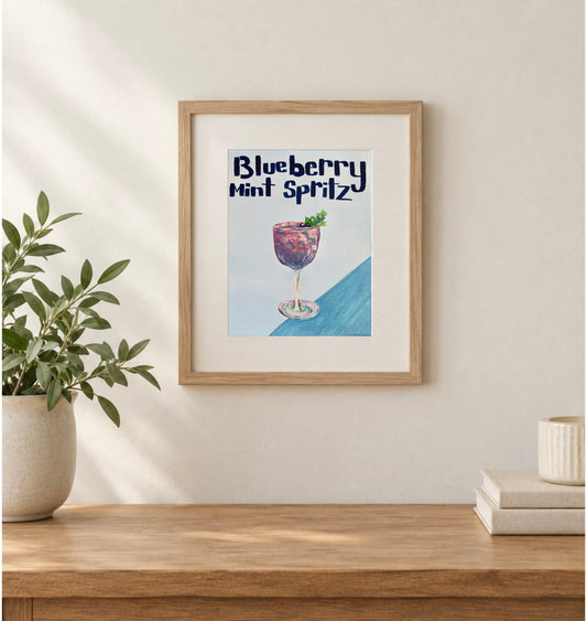 8x10 Print of “Blueberry Mint Spritz” Acrylic Painting