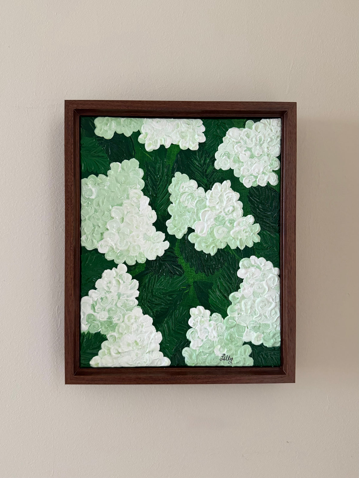 8x10 Limelight Hydrangeas Framed Acrylic Painting