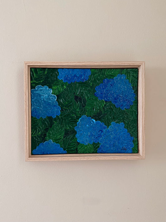 8x10 Blue Heaven Hydrangea Framed Acrylic Painting
